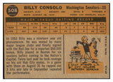 1960 Topps Baseball #508 Billy Consolo Senators EX 527803