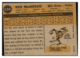 1960 Topps Baseball #534 Ken MacKenzie Braves EX 527804