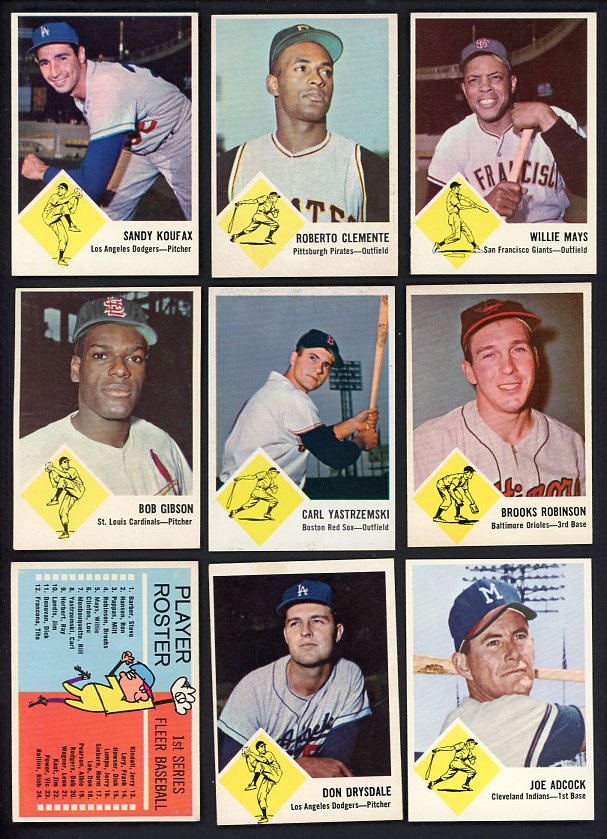 1963 Fleer Baseball Complete Set EX-MT Clemente Mays Koufax 527953
