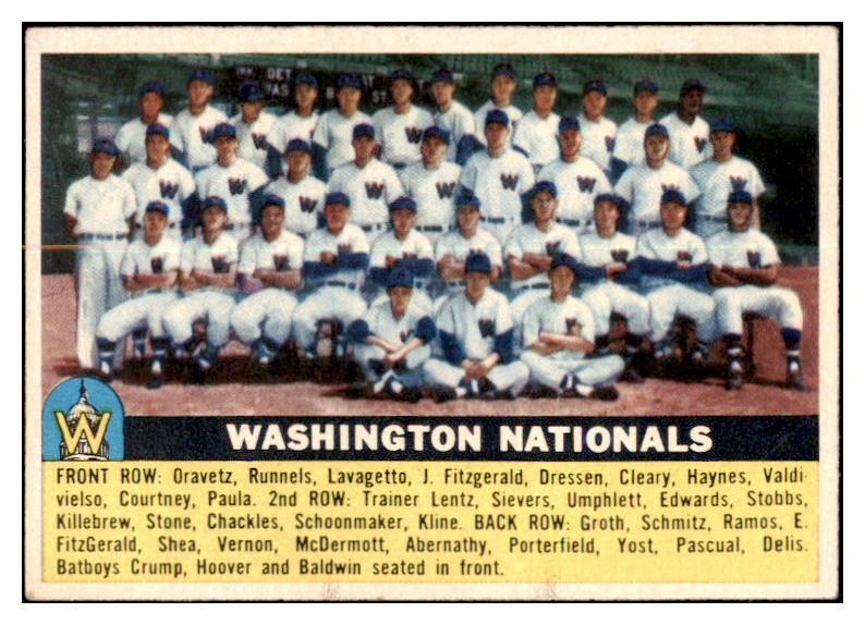 1956 Topps Baseball #146 Washington Senators Team EX-MT Gray 528009