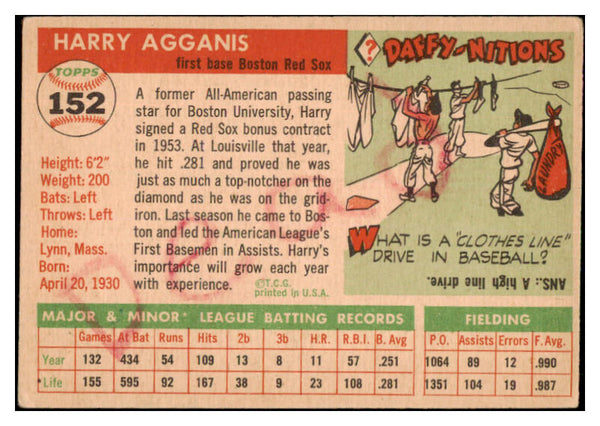 1955 Topps Baseball #152 Harry Agganis Red Sox Good 528023