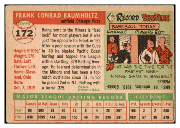 1955 Topps Baseball #172 Frank Baumholtz Cubs VG-EX 528039