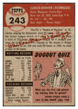 1953 Topps Baseball #243 Carlos Bernier Pirates EX 528069