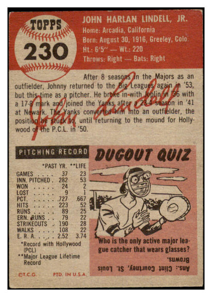 1953 Topps Baseball #230 Johnny Lindell Pirates VG-EX 528096