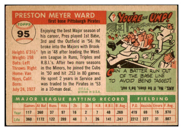 1955 Topps Baseball #095 Preston Ward Pirates EX-MT 528144