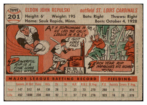 1956 Topps Baseball #201 Rip Repulski Cardinals EX-MT 528170
