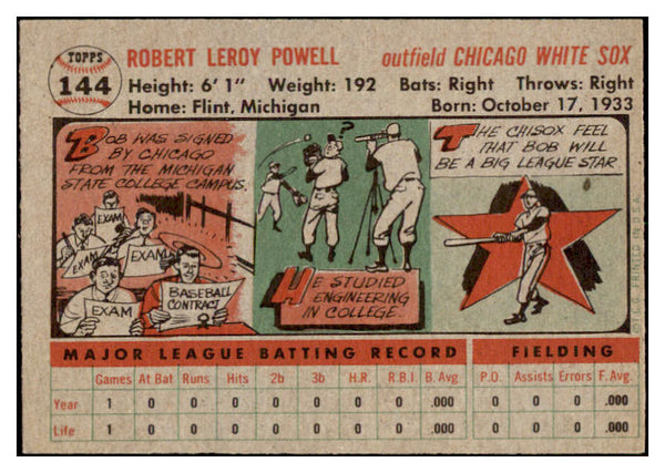 1956 Topps Baseball #144 Leroy Powell White Sox EX-MT Gray 528209