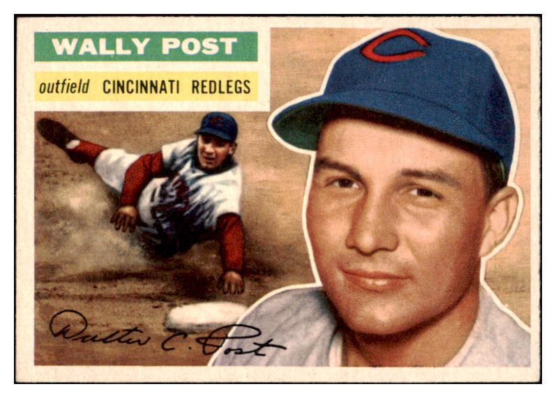 1956 Topps Baseball #158 Wally Post Reds EX-MT Gray 528215