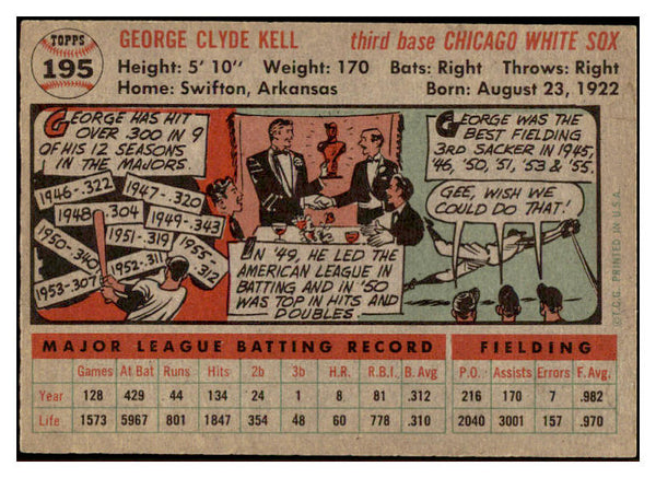 1956 Topps Baseball #195 George Kell White Sox EX-MT 528242