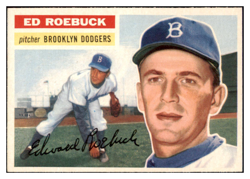 1956 Topps Baseball #058 Ed Roebuck Dodgers EX-MT Gray 528254