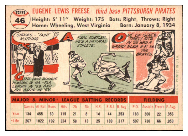 1956 Topps Baseball #046 Gene Freese Pirates EX-MT White 528262