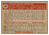 1952 Topps Baseball #104 Don Kolloway Tigers EX-MT 528346