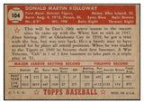 1952 Topps Baseball #104 Don Kolloway Tigers EX-MT 528348