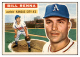 1956 Topps Baseball #082 Bill Renna A's EX-MT White 528373