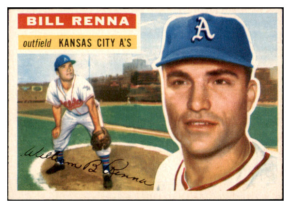 1956 Topps Baseball #082 Bill Renna A's EX-MT White 528373