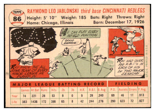 1956 Topps Baseball #086 Ray Jablonski Reds EX-MT White 528375
