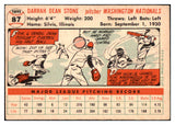 1956 Topps Baseball #087 Dean Stone Senators EX-MT White 528376