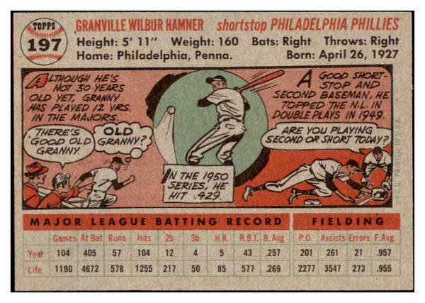 1956 Topps Baseball #197 Granny Hamner Phillies EX-MT 528439