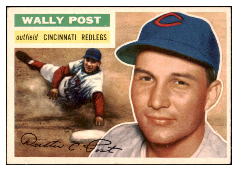 1956 Topps Baseball #158 Wally Post Reds EX-MT Gray 528450