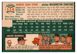 1954 Topps Baseball #114 Dean Stone Senators EX-MT 528472