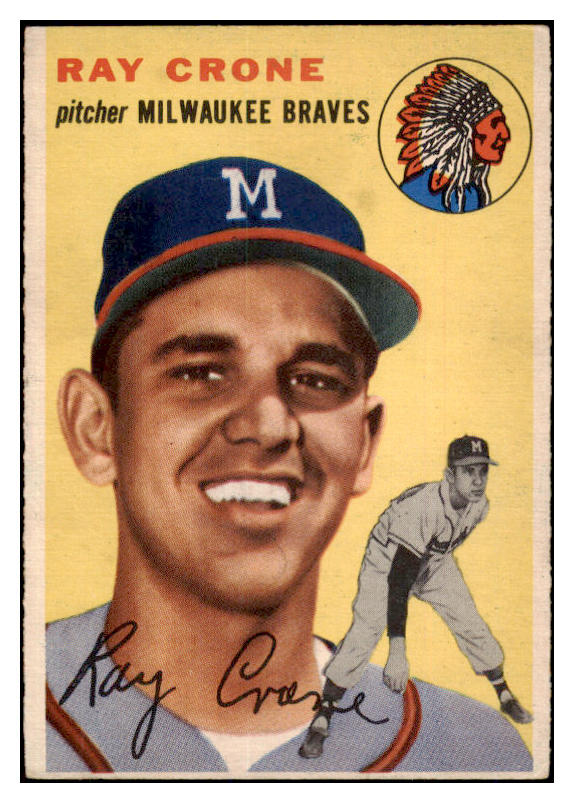 1954 Topps Baseball #206 Ray Crone Braves EX 528501