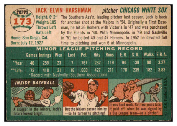 1954 Topps Baseball #173 Jack Harshman White Sox EX 528509