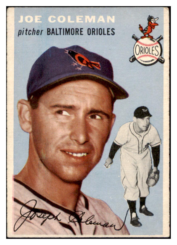 1954 Topps Baseball #156 Joe Coleman Orioles EX 528519
