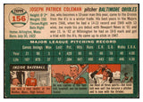 1954 Topps Baseball #156 Joe Coleman Orioles EX 528519