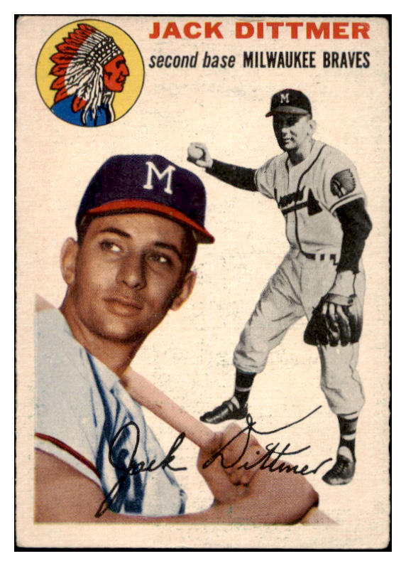 1954 Topps Baseball #053 Jack Dittmer Braves VG-EX 528526