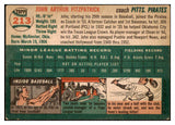 1954 Topps Baseball #213 John Fitzpatrick Pirates VG-EX 528565