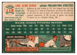 1954 Topps Baseball #118 Carl Scheib A's VG-EX 528582