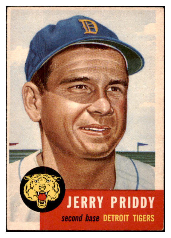 1953 Topps Baseball #113 Jerry Priddy Tigers EX-MT 528609