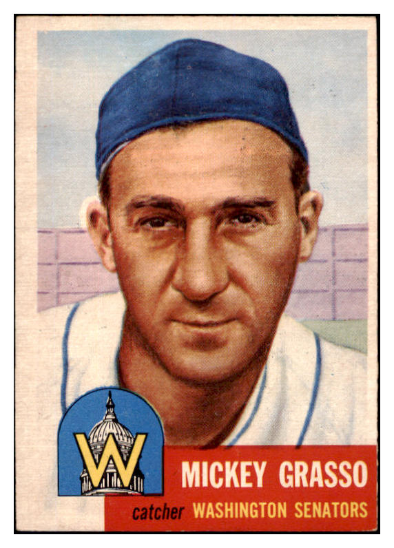 1953 Topps Baseball #148 Mickey Grasso Senators EX-MT 528616