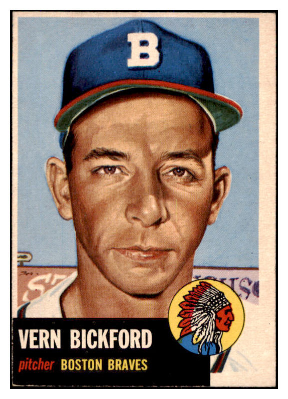 1953 Topps Baseball #161 Vern Bickford Braves EX-MT 528619