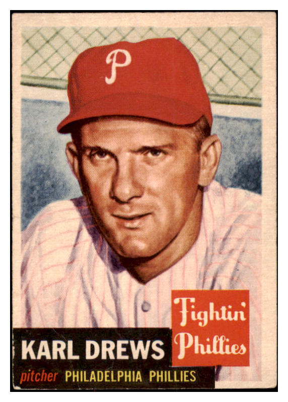 1953 Topps Baseball #059 Karl Drews Phillies VG-EX 528658