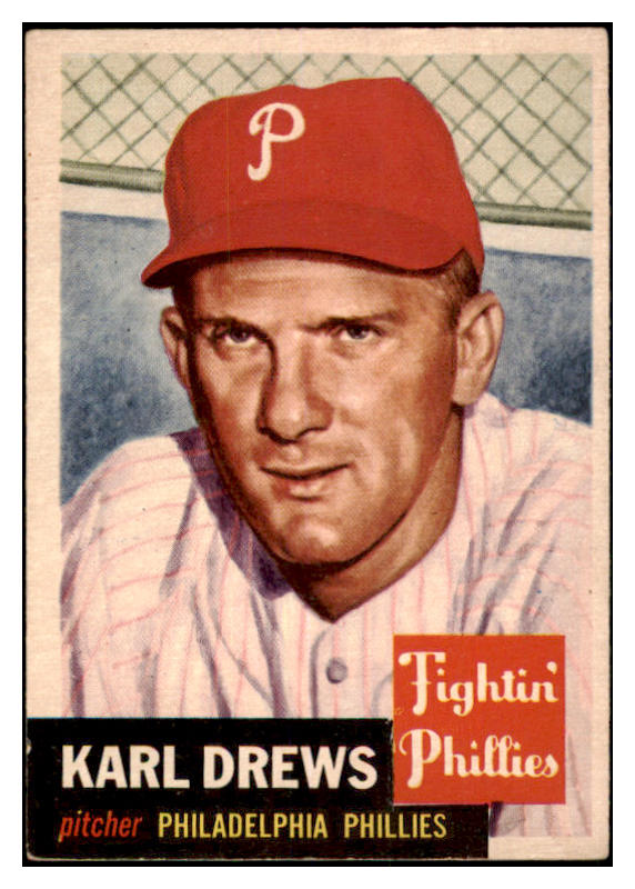 1953 Topps Baseball #059 Karl Drews Phillies EX 528711