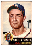 1953 Topps Baseball #124 Sibby Sisti Braves EX 528720