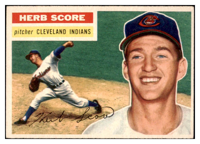 1956 Topps Baseball #140 Herb Score Indians EX+/EX-MT Gray 528769