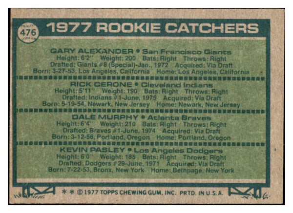 1977 Topps Baseball #476 Dale Murphy Braves EX-MT 528899