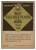 1961 Topps Baseball #478 Roger Maris MVP Yankees EX+/EX-MT 528929