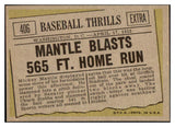 1961 Topps Baseball #406 Mickey Mantle IA Yankees NR-MT 528943