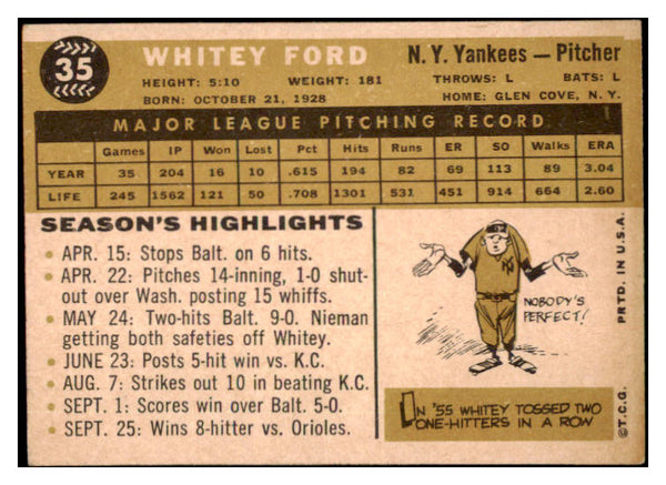 1960 Topps Baseball #035 Whitey Ford Yankees EX+/EX-MT 528953