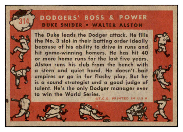 1958 Topps Baseball #314 Duke Snider Walter Alston EX+/EX-MT 528975