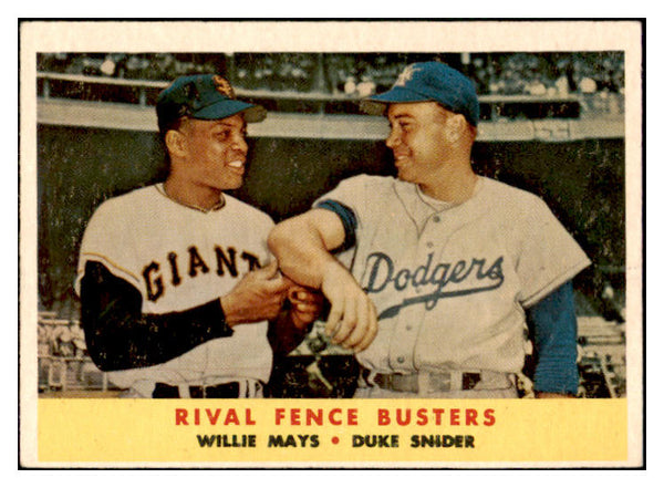 1958 Topps Baseball #436 Willie Mays Duke Snider VG-EX 529019