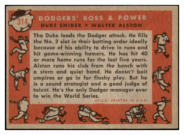 1958 Topps Baseball #314 Duke Snider Walter Alston EX-MT 529039