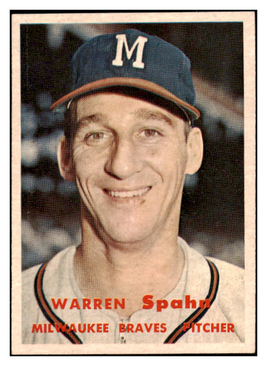 1957 Topps Baseball #090 Warren Spahn Braves EX-MT 529060