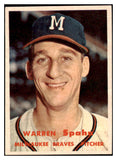 1957 Topps Baseball #090 Warren Spahn Braves EX-MT 529064