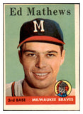 1958 Topps Baseball #440 Eddie Mathews Braves VG-EX 529071