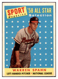 1958 Topps Baseball #494 Warren Spahn A.S. Braves EX-MT 529078
