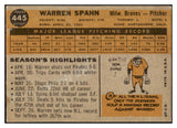 1960 Topps Baseball #445 Warren Spahn Braves VG-EX 529108